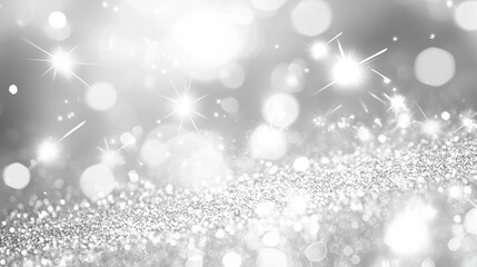 Naklejka premium Abstract white and silver glittering background with star light effect for christmas and new year festive design