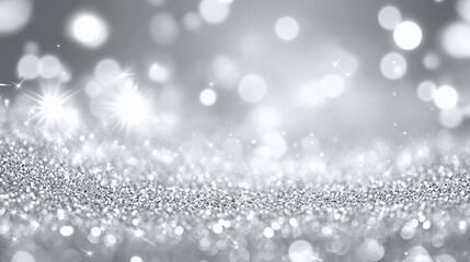 Abstract white and silver glittering background with star light effect for christmas and new year festive design