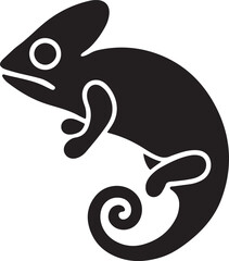 Obraz premium chameleon icon silhouette style vector minimal art illustration on a white background. 