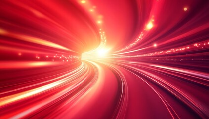 Abstract red light trails in a tunnel, representing speed and motion.