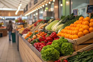 fresh vegetables and fruits in a urban market, modern vegetable market 