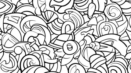 Fototapeta premium Abstract Black and White Doodle Pattern Design (1)