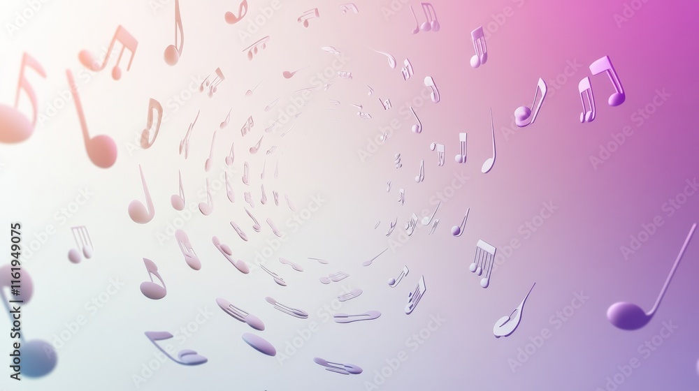 Fototapete 3d swirling music notes creating a vibrant and dynamic visual experience in an artistic and lively c