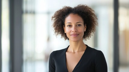 A formal portrait of a person standing confidently with a soft smile, looking directly at the camera.