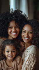 Happy Multigenerational Family Portrait  Smiling Black Women and Child