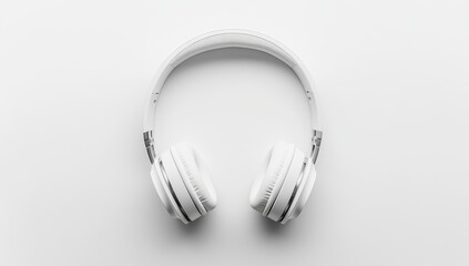White over-ear headphones on white background. (5)