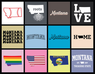 Montana state map t shirt design