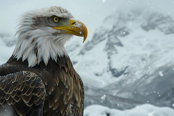 Obraz premium Majestic Bald Eagle Braving the Snowy Wilderness