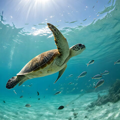 Obraz premium turtle swimming in sea