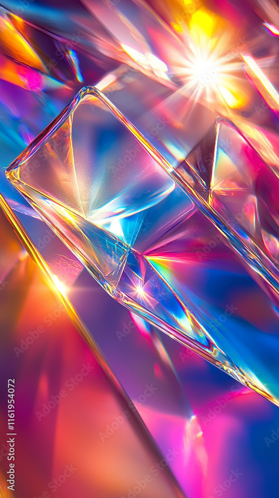 Wall mural iridescent prism light refraction abstract background