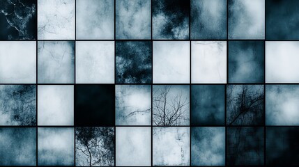 Abstract Blue Grid Textures and Branches