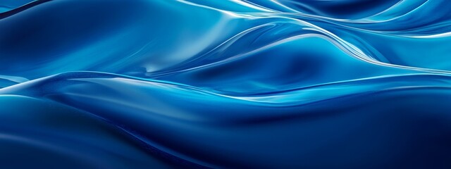 Fototapeta premium Abstract blue liquid waves flowing smoothly.