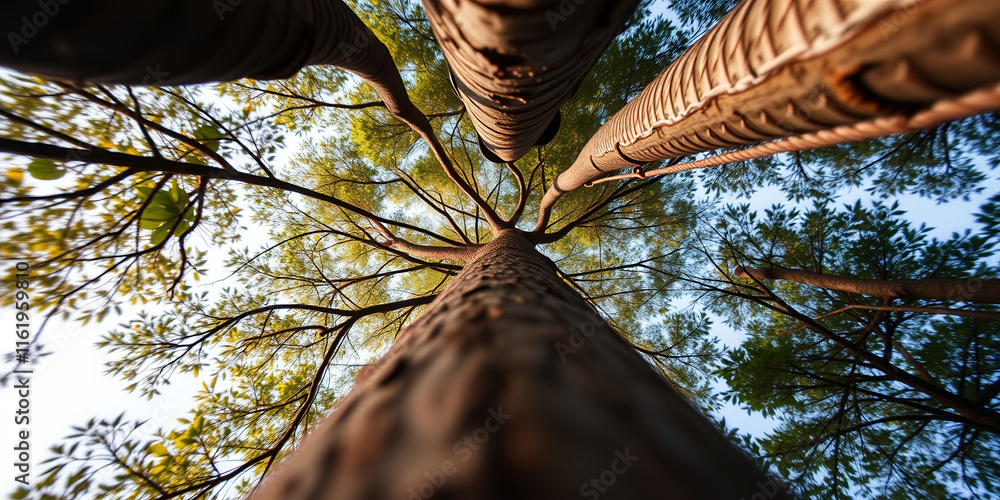 Aufkleber a tree is shown from the top down, with its trunk and branches visible. concept of depth and perspec
