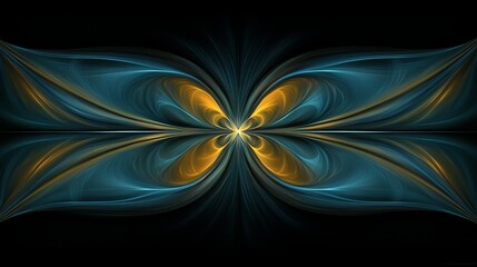 Fototapeta premium Abstract Butterfly Fractal Art, Teal and Gold Hues