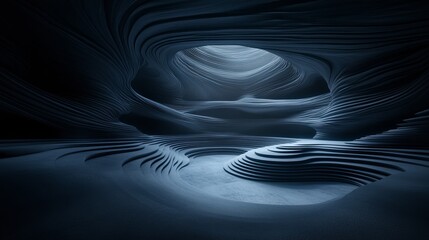 Fototapeta premium Abstract Cave Interior Dark, Swirling Forms
