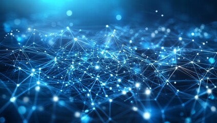 Fototapeta premium Abstract blue digital network connection background.