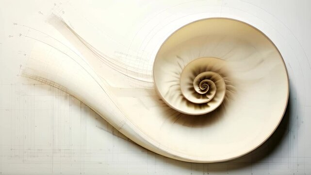 Nautilus spiral fibonacci pencil drawing, wallpaper