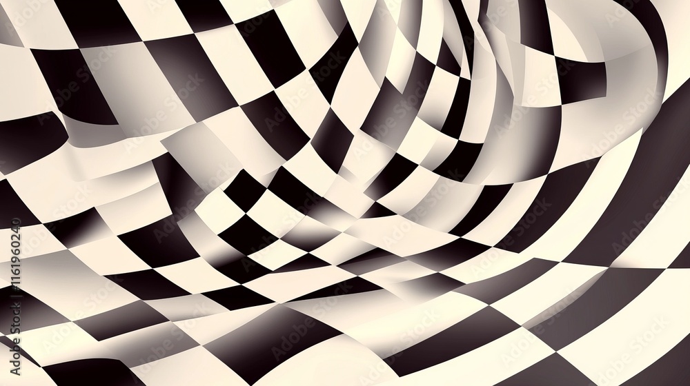 Poster abstract checkered flag swirl design background