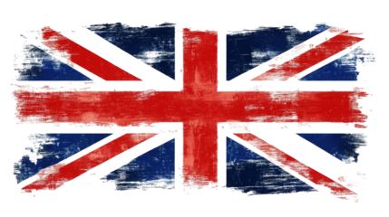 a distressed. grunge-style rendering of the union jack flag. the national flag of the united kingdom the flag is painted with a worn. textured effect. giving it a vintage. aged appearance