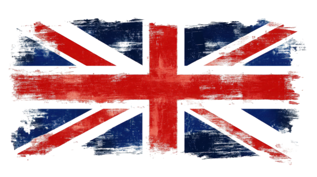 a distressed. grunge-style rendering of the union jack flag. the national flag of the united kingdom the flag is painted with a worn. textured effect. giving it a vintage. aged appearance