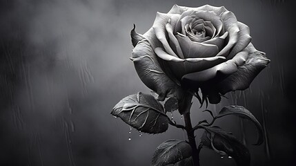 A dramatically lit black and white rose with striking texture and high contrast showcasing the flower s natural beauty and elegant form in an way