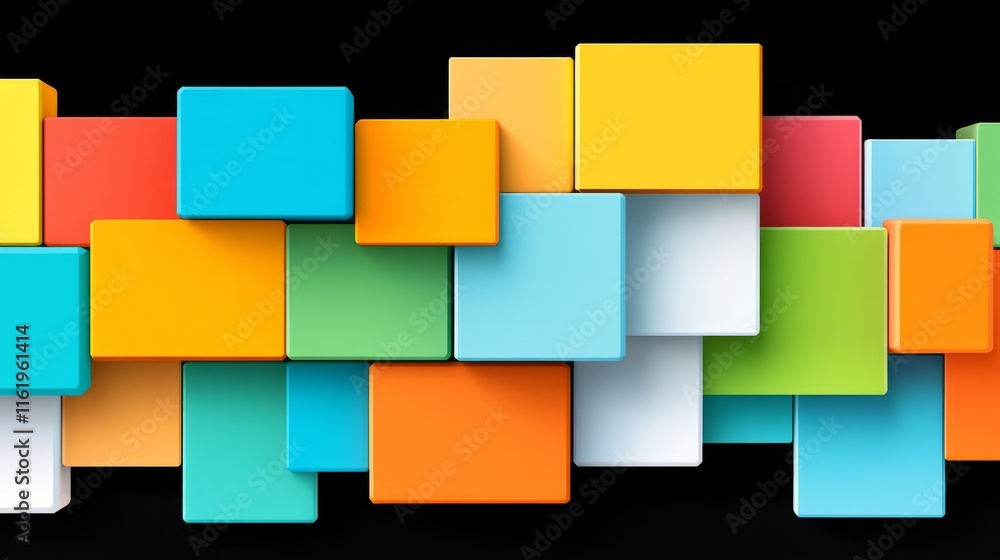 Poster abstract colorful blocks geometric design pattern