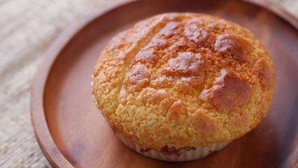 Delicious Hong Kong buttered pineapple bun, which is a pineapple bun with a slice of butter stuffed inside. Boh Loh Yau or Bolo bun.