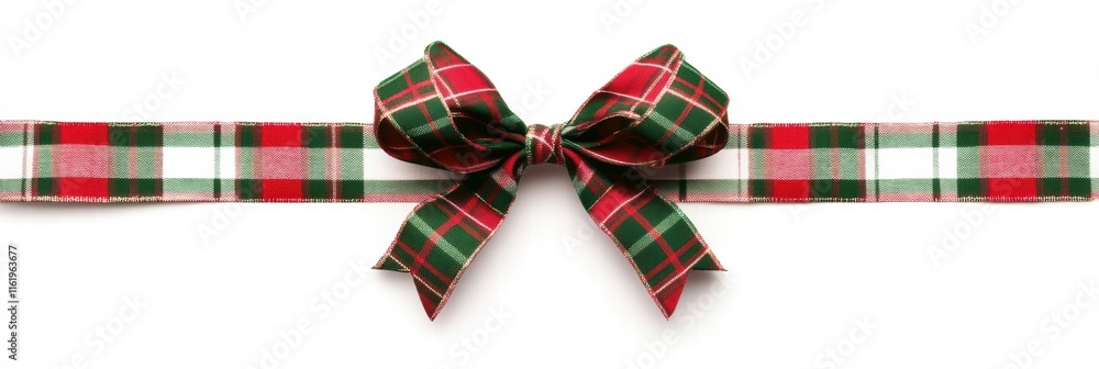 Aufkleber festive plaid christmas gift bow with empty space for personalized messages and decorations in a bri