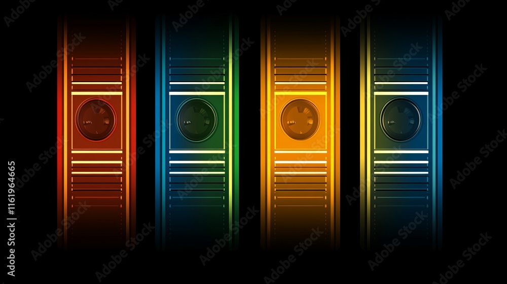 Aufkleber abstract colorful panels with circular elements design