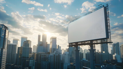 A blank billboard on the street in downtown