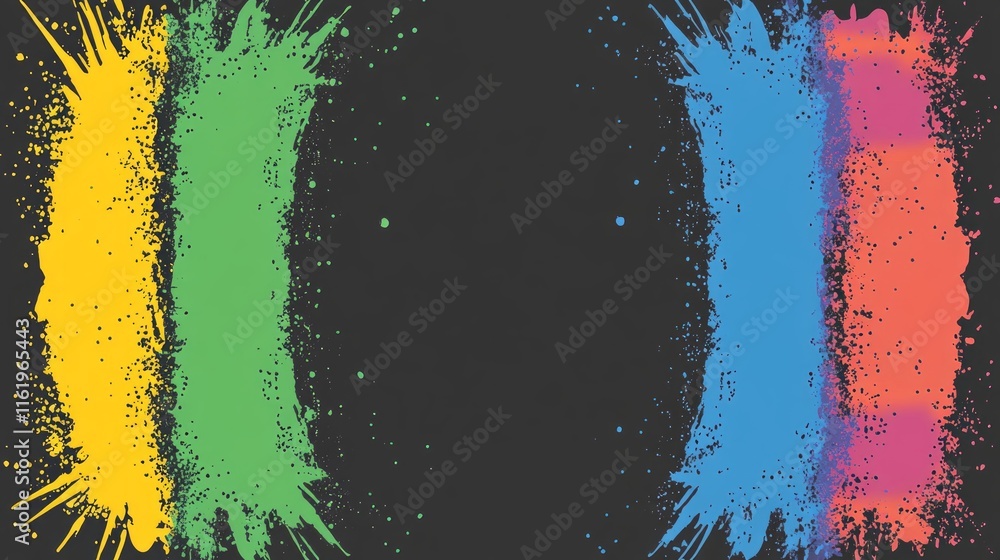 Poster abstract colorful splashes on dark background design