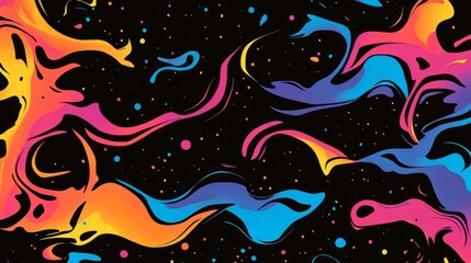 Abstract Colorful Swirls on Black Background