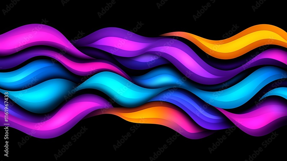 Poster abstract colorful waveforms vibrant swirls design