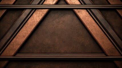 Abstract Copper and Dark Metal Geometric Design
