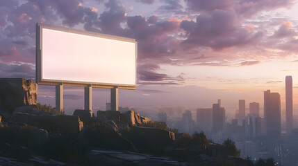 A blank billboard on the street in downtown