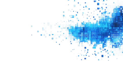 abstract blue and transparent background with scattered squares. perfect for website banners. presentations. or digital designs