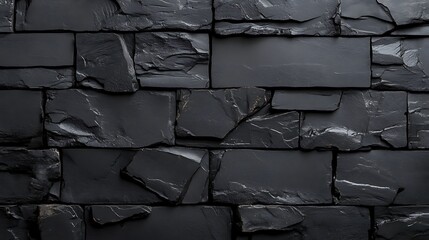 Dark Slate Stone Wall Texture: Close-Up Photography AI Generated