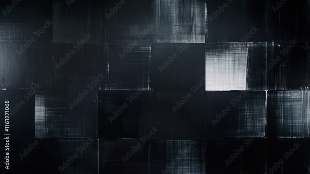Poster abstract dark grid pattern, textured blocks design