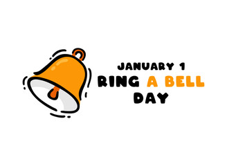 Ring a Bell Day. January 1. White background.