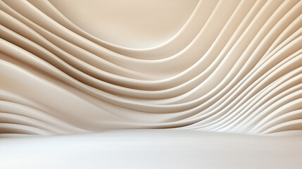 Sleek beige interior with flowing curved lines and smooth surfaces
