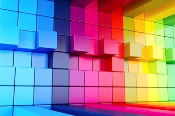 Colorful abstract background with boxes 3D illustration