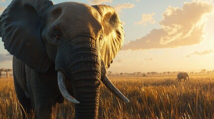 Fototapeta premium Majestic Elephant in the Savanna
