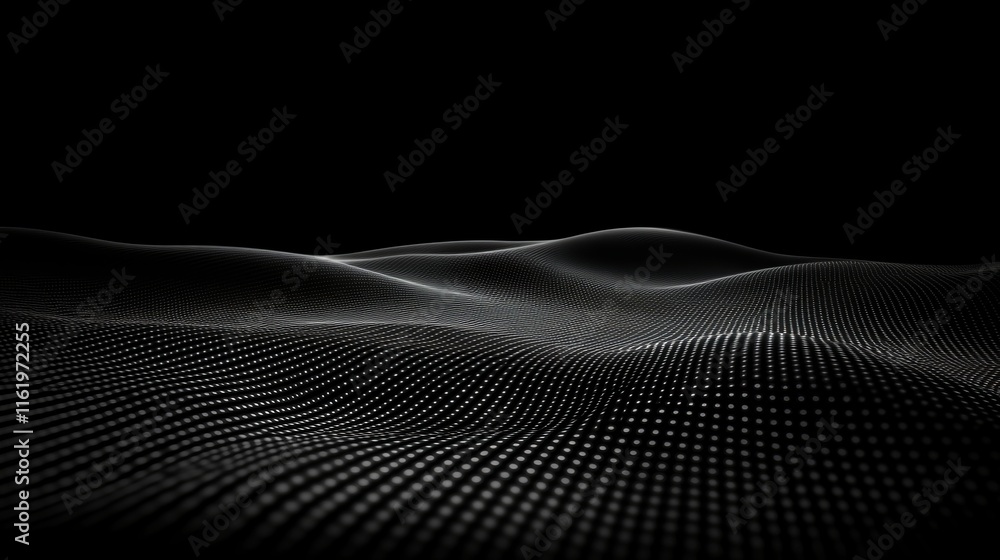 Poster abstract dark waveform of white dots pattern