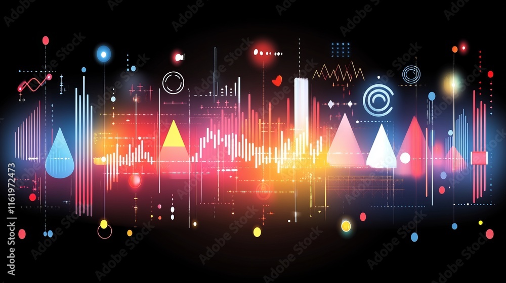 Poster abstract data visualization colorful charts and graphs