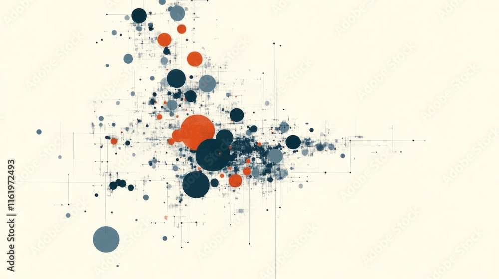 Poster abstract data visualization network nodes and connections
