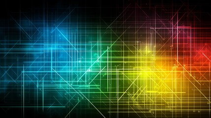 Abstract Digital Network Rainbow Grid Lines