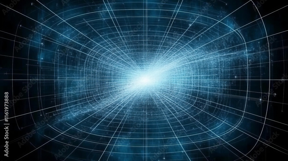 Aufkleber abstract digital tunnel of light and data streams