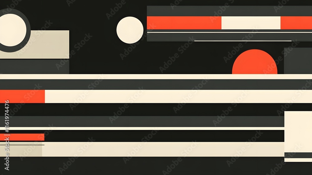 Poster abstract geometric design with circles and rectangles