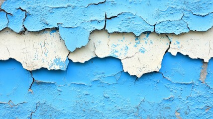 Obraz premium Cracked Blue and White Paint on a Wall