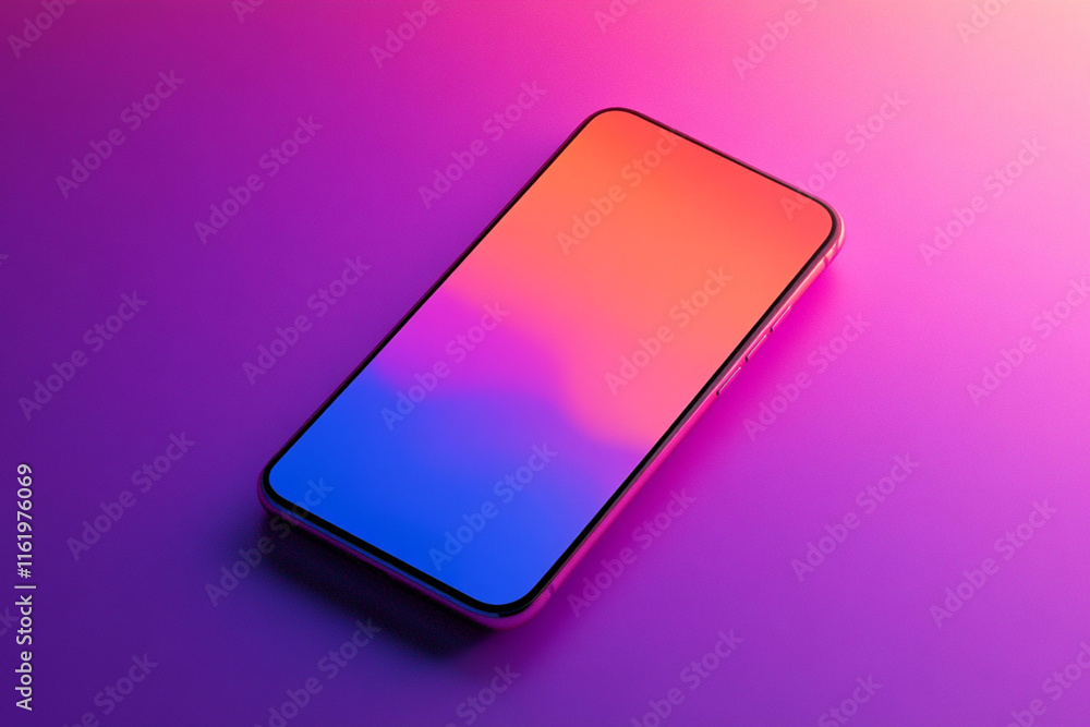 Poster vibrant smartphone display showcasing smooth gradient colors in a modern setting